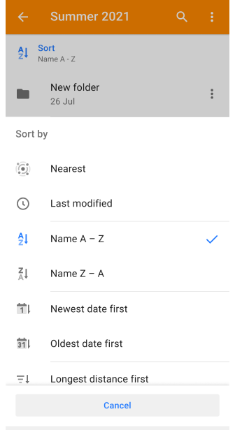 Функція сортування треків в Моїх місцях Android